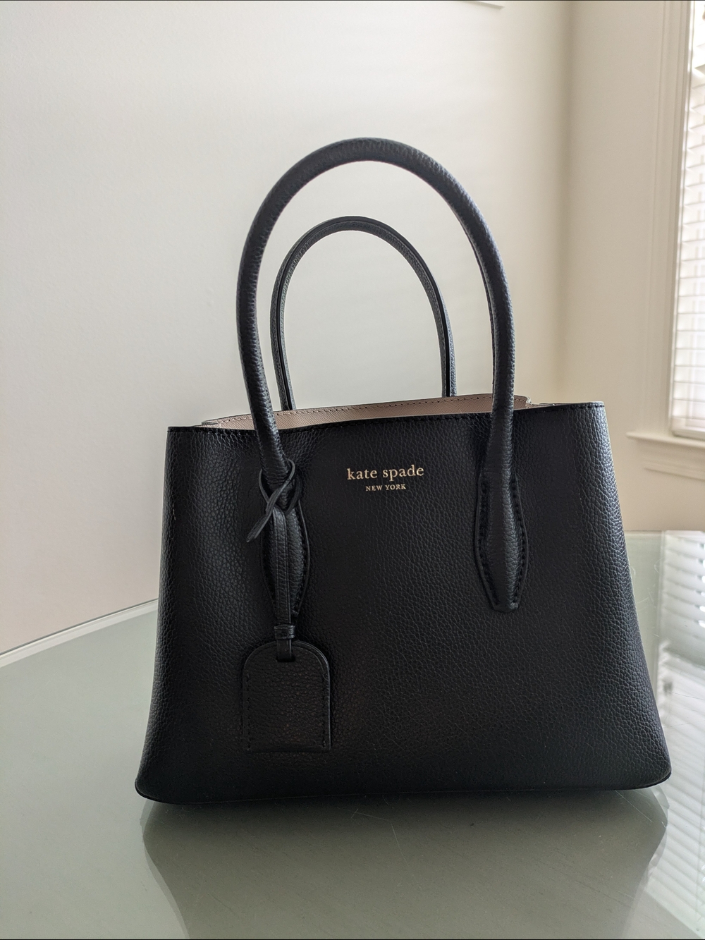kate spade New York Black Leather Top-Handle Tote